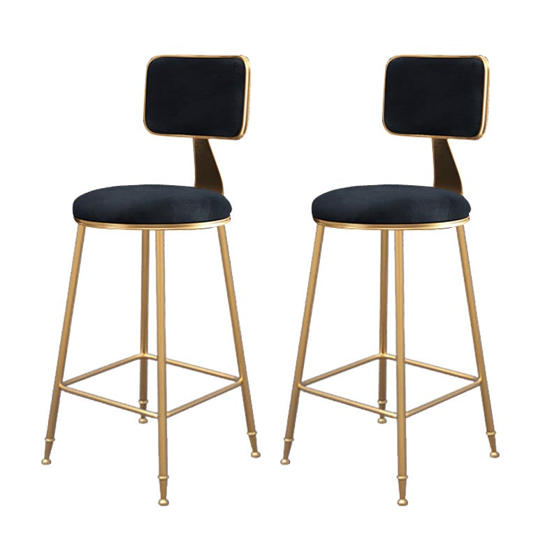 Glam Metal Barstool Velvet Gold Furniture in Matte Finish for Indoor Black 2 Piece Set Counter Stool(26"H) Clearhalo 'Bar Furniture' 'Bar Stools' 'bar_stools' 'furn' 'furn_bar_stools' 'Furniture' 'Kitchen & Dining Furniture' 5490365