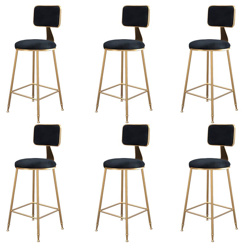 Glam Metal Barstool Velvet Gold Furniture in Matte Finish for Indoor Black 6 Piece Set Counter Stool(26"H) Clearhalo 'Bar Furniture' 'Bar Stools' 'bar_stools' 'furn' 'furn_bar_stools' 'Furniture' 'Kitchen & Dining Furniture' 5490367