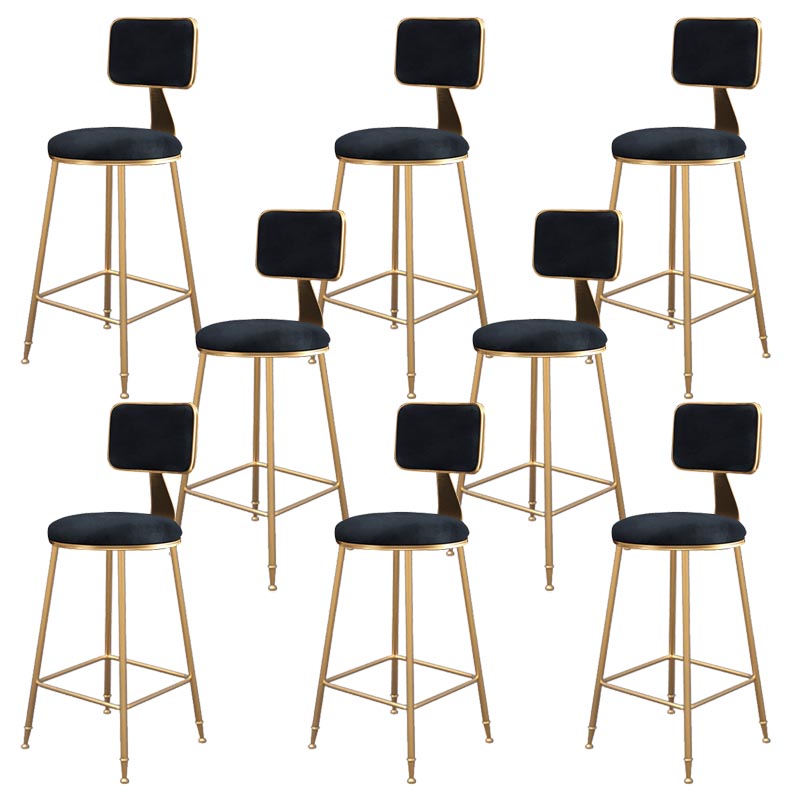 Glam Metal Barstool Velvet Gold Furniture in Matte Finish for Indoor Black 8 Piece Set Counter Stool(26"H) Clearhalo 'Bar Furniture' 'Bar Stools' 'bar_stools' 'furn' 'furn_bar_stools' 'Furniture' 'Kitchen & Dining Furniture' 5490368