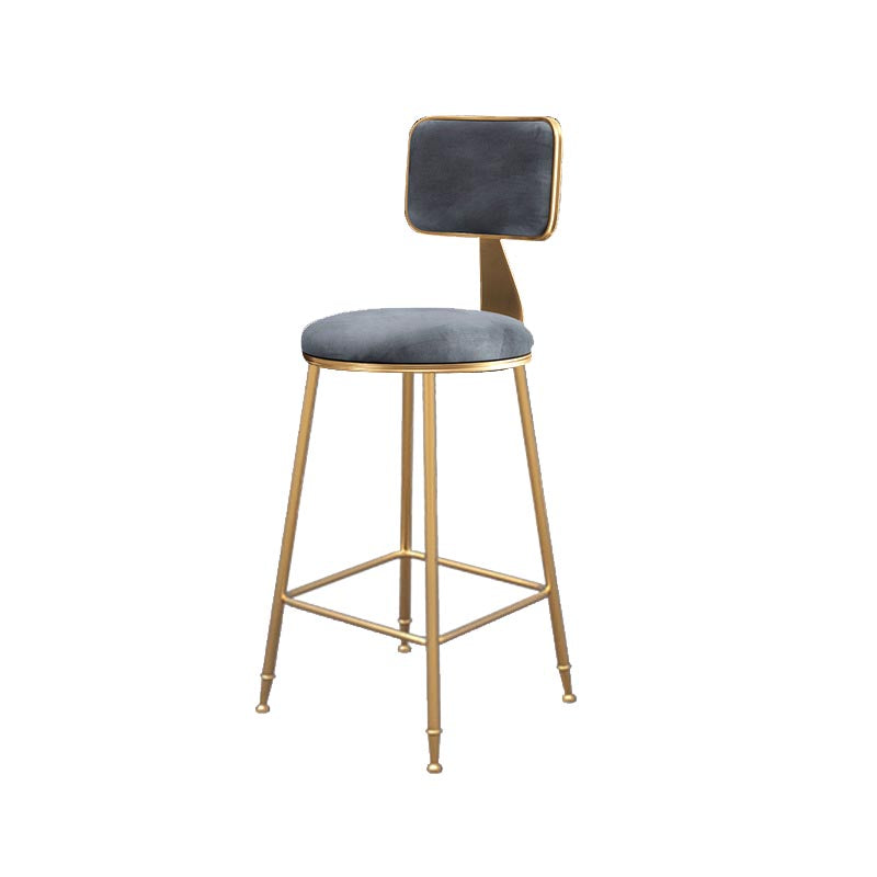 Glam Metal Barstool Velvet Gold Furniture in Matte Finish for Indoor Grey 1 Piece Counter Stool(26"H) Clearhalo 'Bar Furniture' 'Bar Stools' 'bar_stools' 'furn' 'furn_bar_stools' 'Furniture' 'Kitchen & Dining Furniture' 5490369