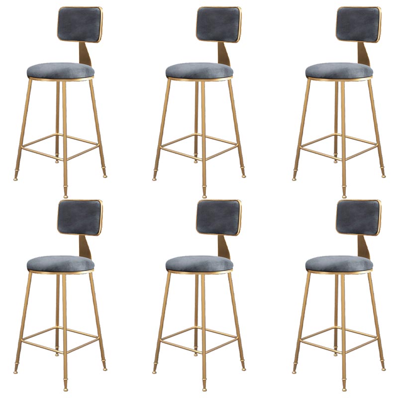 Glam Metal Barstool Velvet Gold Furniture in Matte Finish for Indoor Grey 6 Piece Set Counter Stool(26"H) Clearhalo 'Bar Furniture' 'Bar Stools' 'bar_stools' 'furn' 'furn_bar_stools' 'Furniture' 'Kitchen & Dining Furniture' 5490372