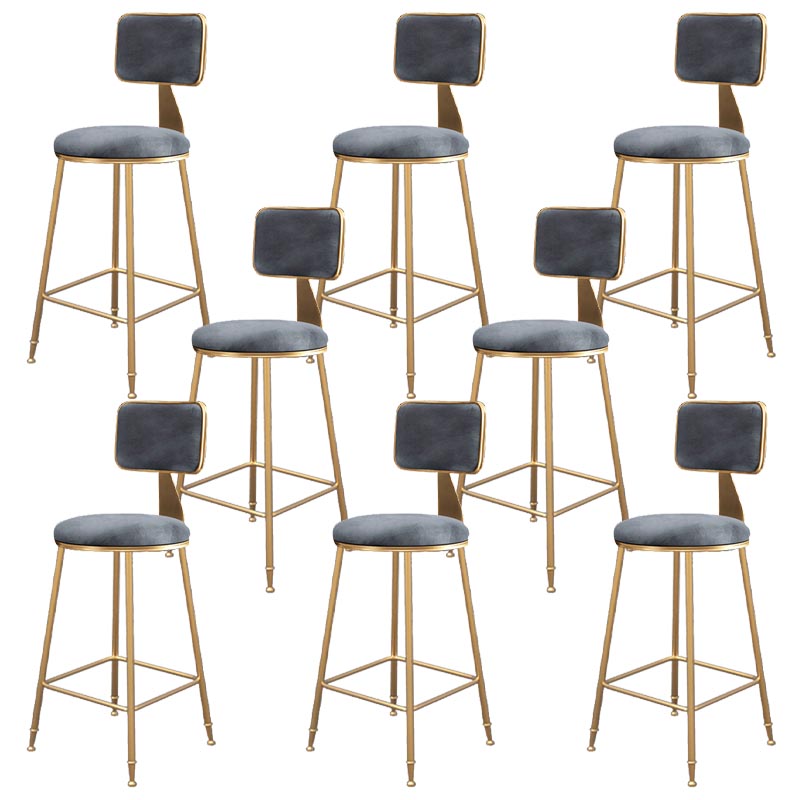 Glam Metal Barstool Velvet Gold Furniture in Matte Finish for Indoor Grey 8 Piece Set Counter Stool(26"H) Clearhalo 'Bar Furniture' 'Bar Stools' 'bar_stools' 'furn' 'furn_bar_stools' 'Furniture' 'Kitchen & Dining Furniture' 5490373