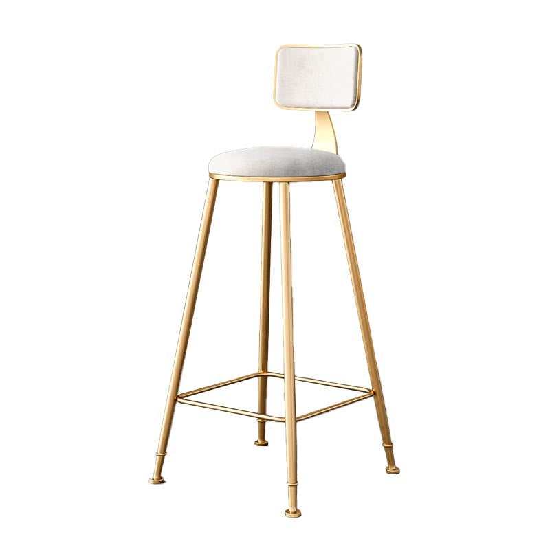 Glam Metal Barstool Velvet Gold Furniture in Matte Finish for Indoor White 1 Piece Counter Stool(26"H) Clearhalo 'Bar Furniture' 'Bar Stools' 'bar_stools' 'furn' 'furn_bar_stools' 'Furniture' 'Kitchen & Dining Furniture' 5490374