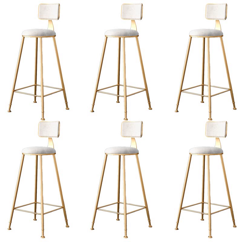 Glam Metal Barstool Velvet Gold Furniture in Matte Finish for Indoor White 6 Piece Set Counter Stool(26"H) Clearhalo 'Bar Furniture' 'Bar Stools' 'bar_stools' 'furn' 'furn_bar_stools' 'Furniture' 'Kitchen & Dining Furniture' 5490377