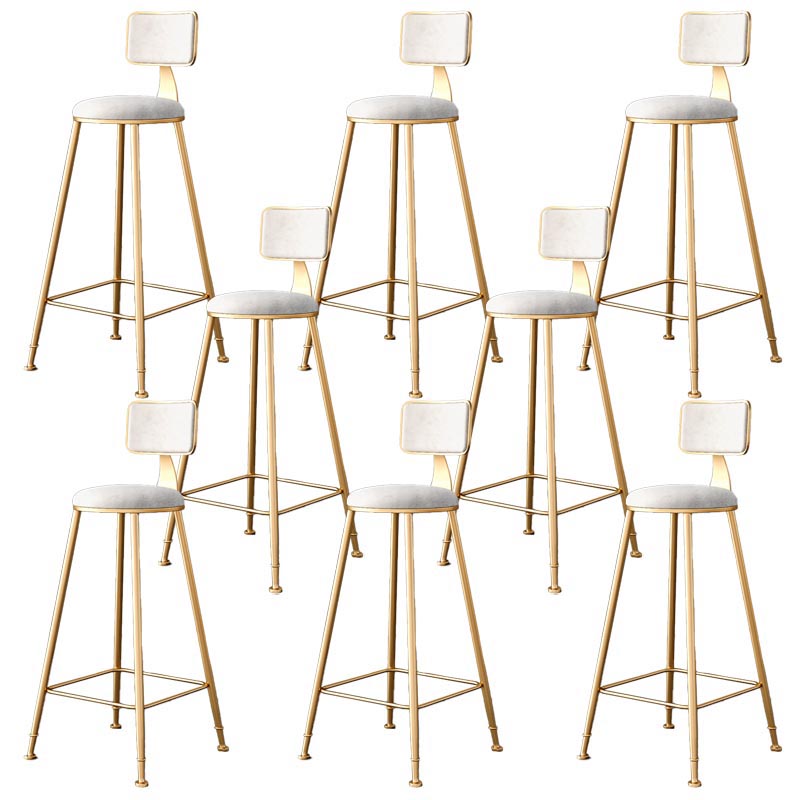 Glam Metal Barstool Velvet Gold Furniture in Matte Finish for Indoor White 8 Piece Set Counter Stool(26"H) Clearhalo 'Bar Furniture' 'Bar Stools' 'bar_stools' 'furn' 'furn_bar_stools' 'Furniture' 'Kitchen & Dining Furniture' 5490378