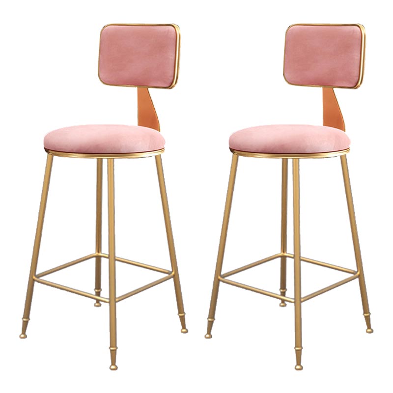 Glam Metal Barstool Velvet Gold Furniture in Matte Finish for Indoor Pink 2 Piece Set Counter Stool(26"H) Clearhalo 'Bar Furniture' 'Bar Stools' 'bar_stools' 'furn' 'furn_bar_stools' 'Furniture' 'Kitchen & Dining Furniture' 5490380