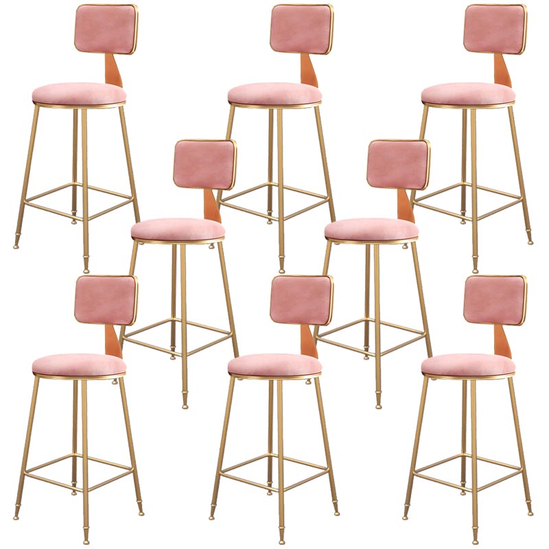Glam Metal Barstool Velvet Gold Furniture in Matte Finish for Indoor Pink 8 Piece Set Counter Stool(26"H) Clearhalo 'Bar Furniture' 'Bar Stools' 'bar_stools' 'furn' 'furn_bar_stools' 'Furniture' 'Kitchen & Dining Furniture' 5490383
