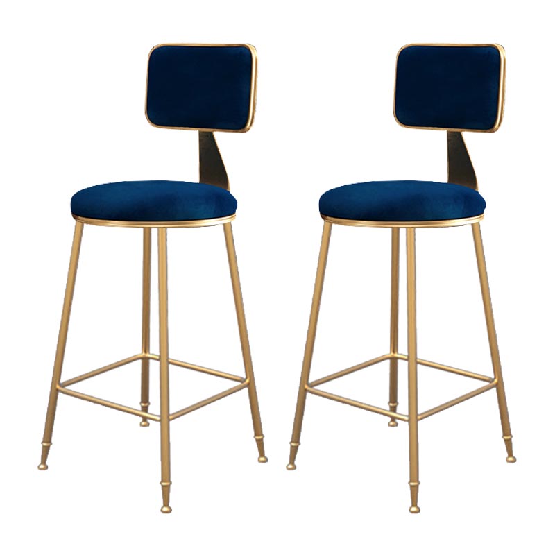 Glam Metal Barstool Velvet Gold Furniture in Matte Finish for Indoor Blue 2 Piece Set Counter Stool(26"H) Clearhalo 'Bar Furniture' 'Bar Stools' 'bar_stools' 'furn' 'furn_bar_stools' 'Furniture' 'Kitchen & Dining Furniture' 5490385