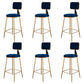 Glam Metal Barstool Velvet Gold Furniture in Matte Finish for Indoor Blue 6 Piece Set Counter Stool(26"H) Clearhalo 'Bar Furniture' 'Bar Stools' 'bar_stools' 'furn' 'furn_bar_stools' 'Furniture' 'Kitchen & Dining Furniture' 5490387