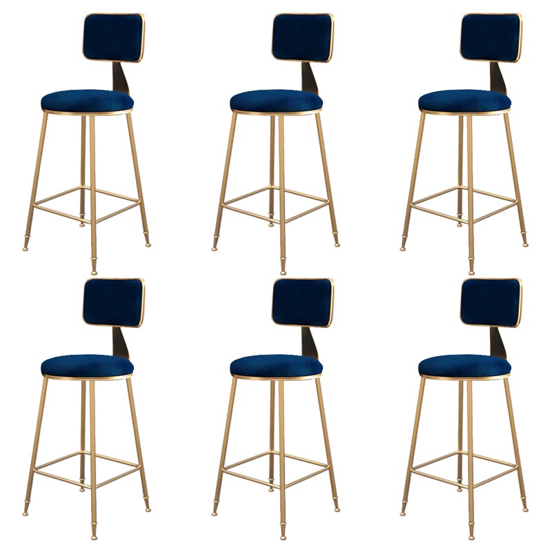 Glam Metal Barstool Velvet Gold Furniture in Matte Finish for Indoor Blue 6 Piece Set Counter Stool(26"H) Clearhalo 'Bar Furniture' 'Bar Stools' 'bar_stools' 'furn' 'furn_bar_stools' 'Furniture' 'Kitchen & Dining Furniture' 5490387