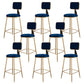 Glam Metal Barstool Velvet Gold Furniture in Matte Finish for Indoor Blue 8 Piece Set Counter Stool(26"H) Clearhalo 'Bar Furniture' 'Bar Stools' 'bar_stools' 'furn' 'furn_bar_stools' 'Furniture' 'Kitchen & Dining Furniture' 5490388