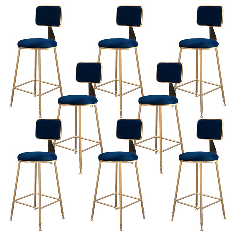 Glam Metal Barstool Velvet Gold Furniture in Matte Finish for Indoor Blue 8 Piece Set Counter Stool(26"H) Clearhalo 'Bar Furniture' 'Bar Stools' 'bar_stools' 'furn' 'furn_bar_stools' 'Furniture' 'Kitchen & Dining Furniture' 5490388