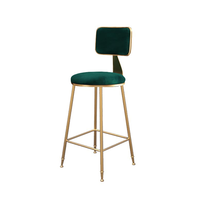 Glam Metal Barstool Velvet Gold Furniture in Matte Finish for Indoor Blackish Green 1 Piece Counter Stool(26"H) Clearhalo 'Bar Furniture' 'Bar Stools' 'bar_stools' 'furn' 'furn_bar_stools' 'Furniture' 'Kitchen & Dining Furniture' 5490389