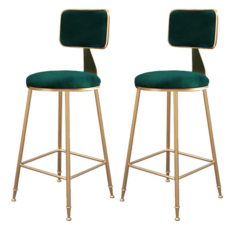Glam Metal Barstool Velvet Gold Furniture in Matte Finish for Indoor Blackish Green 2 Piece Set Counter Stool(26"H) Clearhalo 'Bar Furniture' 'Bar Stools' 'bar_stools' 'furn' 'furn_bar_stools' 'Furniture' 'Kitchen & Dining Furniture' 5490390