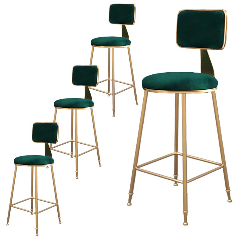 Glam Metal Barstool Velvet Gold Furniture in Matte Finish for Indoor Blackish Green 4 Piece Set Counter Stool(26"H) Clearhalo 'Bar Furniture' 'Bar Stools' 'bar_stools' 'furn' 'furn_bar_stools' 'Furniture' 'Kitchen & Dining Furniture' 5490391