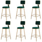 Glam Metal Barstool Velvet Gold Furniture in Matte Finish for Indoor Blackish Green 6 Piece Set Counter Stool(26"H) Clearhalo 'Bar Furniture' 'Bar Stools' 'bar_stools' 'furn' 'furn_bar_stools' 'Furniture' 'Kitchen & Dining Furniture' 5490392
