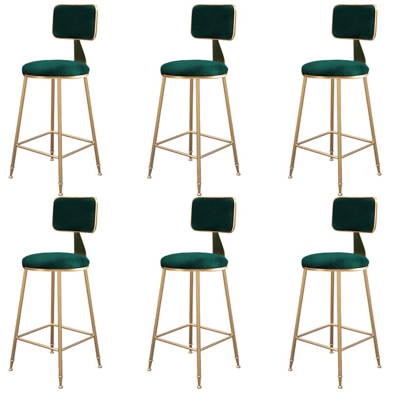 Glam Metal Barstool Velvet Gold Furniture in Matte Finish for Indoor Blackish Green 6 Piece Set Counter Stool(26"H) Clearhalo 'Bar Furniture' 'Bar Stools' 'bar_stools' 'furn' 'furn_bar_stools' 'Furniture' 'Kitchen & Dining Furniture' 5490392