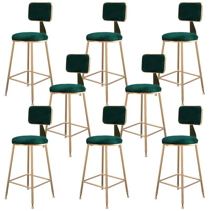 Glam Metal Barstool Velvet Gold Furniture in Matte Finish for Indoor Blackish Green 8 Piece Set Counter Stool(26"H) Clearhalo 'Bar Furniture' 'Bar Stools' 'bar_stools' 'furn' 'furn_bar_stools' 'Furniture' 'Kitchen & Dining Furniture' 5490393