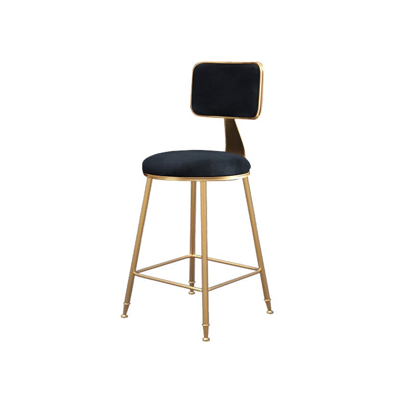 Glam Metal Barstool Velvet Gold Furniture in Matte Finish for Indoor Black 1 Piece Short Stool(18"H) Clearhalo 'Bar Furniture' 'Bar Stools' 'bar_stools' 'furn' 'furn_bar_stools' 'Furniture' 'Kitchen & Dining Furniture' 5490394