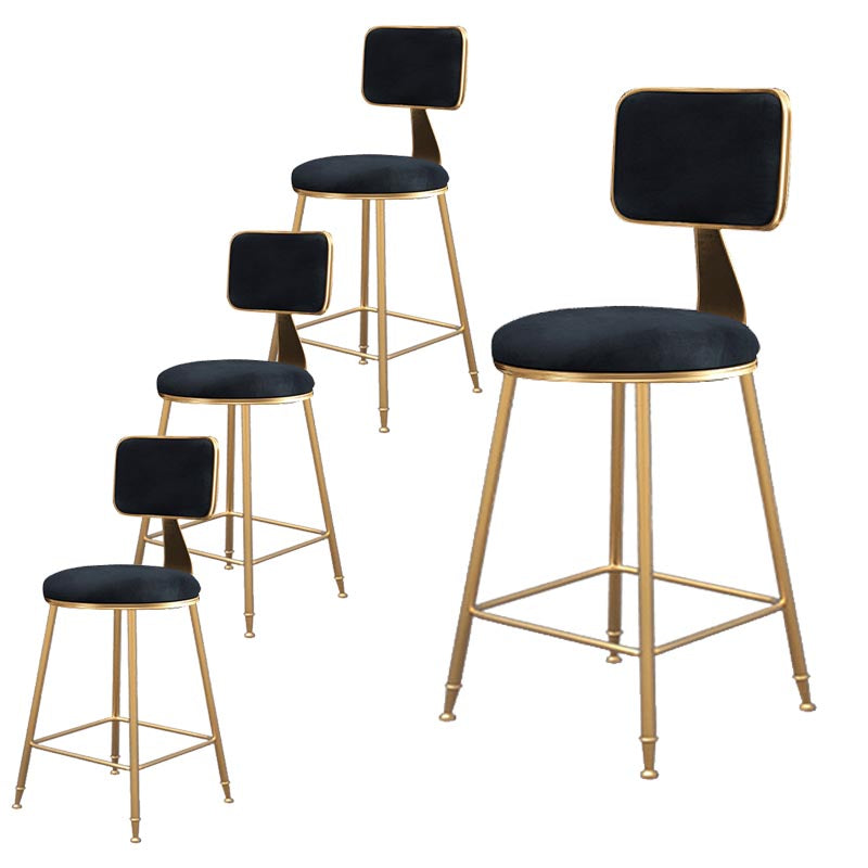 Glam Metal Barstool Velvet Gold Furniture in Matte Finish for Indoor Black 4 Piece Set Short Stool(18"H) Clearhalo 'Bar Furniture' 'Bar Stools' 'bar_stools' 'furn' 'furn_bar_stools' 'Furniture' 'Kitchen & Dining Furniture' 5490396