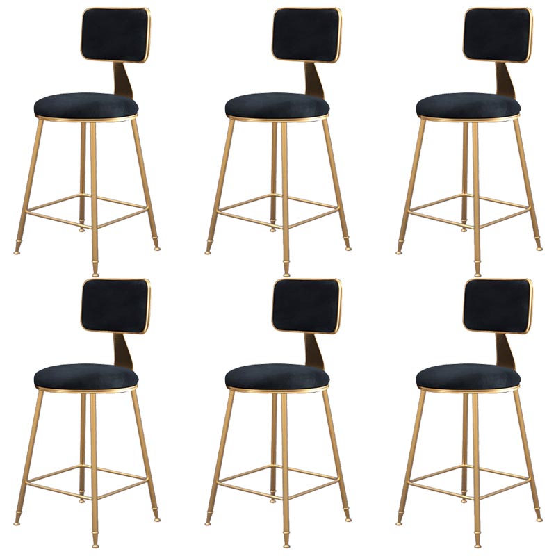 Glam Metal Barstool Velvet Gold Furniture in Matte Finish for Indoor Black 6 Piece Set Short Stool(18"H) Clearhalo 'Bar Furniture' 'Bar Stools' 'bar_stools' 'furn' 'furn_bar_stools' 'Furniture' 'Kitchen & Dining Furniture' 5490397