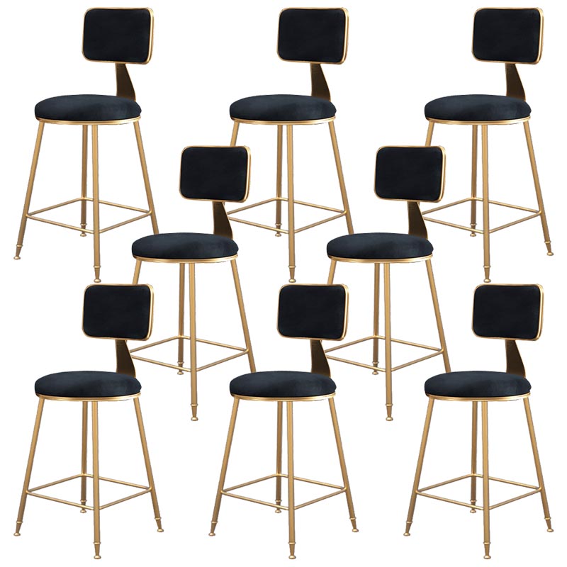 Glam Metal Barstool Velvet Gold Furniture in Matte Finish for Indoor Black 8 Piece Set Short Stool(18"H) Clearhalo 'Bar Furniture' 'Bar Stools' 'bar_stools' 'furn' 'furn_bar_stools' 'Furniture' 'Kitchen & Dining Furniture' 5490398