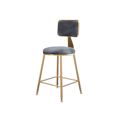Glam Metal Barstool Velvet Gold Furniture in Matte Finish for Indoor Grey 1 Piece Short Stool(18"H) Clearhalo 'Bar Furniture' 'Bar Stools' 'bar_stools' 'furn' 'furn_bar_stools' 'Furniture' 'Kitchen & Dining Furniture' 5490399