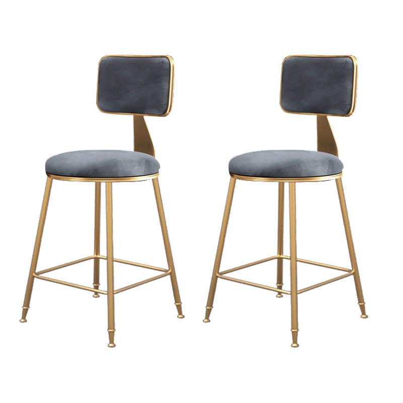 Glam Metal Barstool Velvet Gold Furniture in Matte Finish for Indoor Grey 2 Piece Set Short Stool(18"H) Clearhalo 'Bar Furniture' 'Bar Stools' 'bar_stools' 'furn' 'furn_bar_stools' 'Furniture' 'Kitchen & Dining Furniture' 5490400