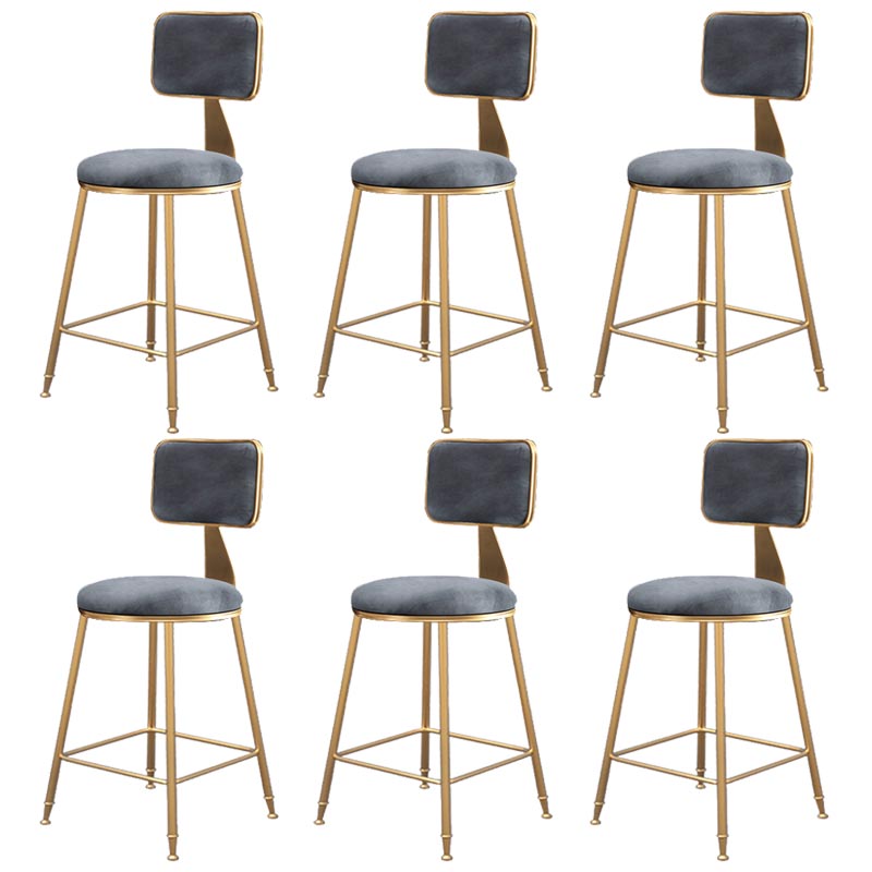 Glam Metal Barstool Velvet Gold Furniture in Matte Finish for Indoor Grey 6 Piece Set Short Stool(18"H) Clearhalo 'Bar Furniture' 'Bar Stools' 'bar_stools' 'furn' 'furn_bar_stools' 'Furniture' 'Kitchen & Dining Furniture' 5490402