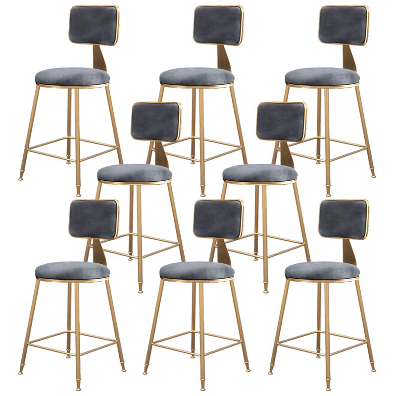 Glam Metal Barstool Velvet Gold Furniture in Matte Finish for Indoor Grey 8 Piece Set Short Stool(18"H) Clearhalo 'Bar Furniture' 'Bar Stools' 'bar_stools' 'furn' 'furn_bar_stools' 'Furniture' 'Kitchen & Dining Furniture' 5490403