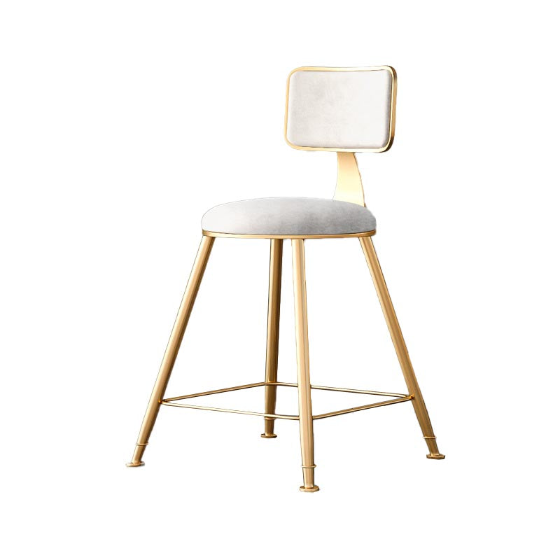 Glam Metal Barstool Velvet Gold Furniture in Matte Finish for Indoor White 1 Piece Short Stool(18"H) Clearhalo 'Bar Furniture' 'Bar Stools' 'bar_stools' 'furn' 'furn_bar_stools' 'Furniture' 'Kitchen & Dining Furniture' 5490404