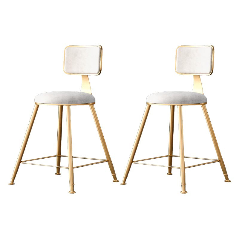 Glam Metal Barstool Velvet Gold Furniture in Matte Finish for Indoor White 2 Piece Set Short Stool(18"H) Clearhalo 'Bar Furniture' 'Bar Stools' 'bar_stools' 'furn' 'furn_bar_stools' 'Furniture' 'Kitchen & Dining Furniture' 5490405
