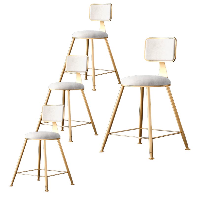 Glam Metal Barstool Velvet Gold Furniture in Matte Finish for Indoor White 4 Piece Set Short Stool(18"H) Clearhalo 'Bar Furniture' 'Bar Stools' 'bar_stools' 'furn' 'furn_bar_stools' 'Furniture' 'Kitchen & Dining Furniture' 5490406