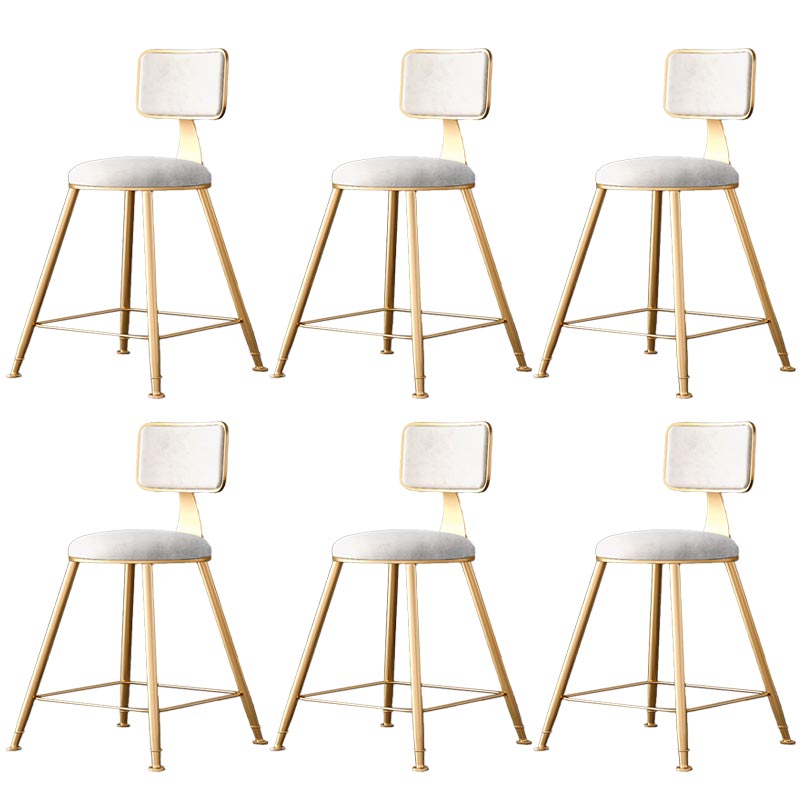 Glam Metal Barstool Velvet Gold Furniture in Matte Finish for Indoor White 6 Piece Set Short Stool(18"H) Clearhalo 'Bar Furniture' 'Bar Stools' 'bar_stools' 'furn' 'furn_bar_stools' 'Furniture' 'Kitchen & Dining Furniture' 5490407