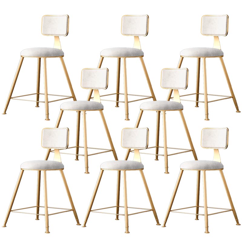 Glam Metal Barstool Velvet Gold Furniture in Matte Finish for Indoor White 8 Piece Set Short Stool(18"H) Clearhalo 'Bar Furniture' 'Bar Stools' 'bar_stools' 'furn' 'furn_bar_stools' 'Furniture' 'Kitchen & Dining Furniture' 5490408