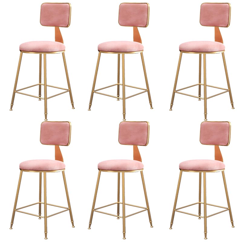 Glam Metal Barstool Velvet Gold Furniture in Matte Finish for Indoor Pink 6 Piece Set Short Stool(18"H) Clearhalo 'Bar Furniture' 'Bar Stools' 'bar_stools' 'furn' 'furn_bar_stools' 'Furniture' 'Kitchen & Dining Furniture' 5490412