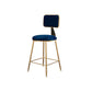 Glam Metal Barstool Velvet Gold Furniture in Matte Finish for Indoor Blue 1 Piece Short Stool(18"H) Clearhalo 'Bar Furniture' 'Bar Stools' 'bar_stools' 'furn' 'furn_bar_stools' 'Furniture' 'Kitchen & Dining Furniture' 5490414