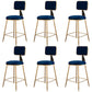 Glam Metal Barstool Velvet Gold Furniture in Matte Finish for Indoor Blue 6 Piece Set Short Stool(18"H) Clearhalo 'Bar Furniture' 'Bar Stools' 'bar_stools' 'furn' 'furn_bar_stools' 'Furniture' 'Kitchen & Dining Furniture' 5490417