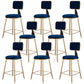 Glam Metal Barstool Velvet Gold Furniture in Matte Finish for Indoor Blue 8 Piece Set Short Stool(18"H) Clearhalo 'Bar Furniture' 'Bar Stools' 'bar_stools' 'furn' 'furn_bar_stools' 'Furniture' 'Kitchen & Dining Furniture' 5490418