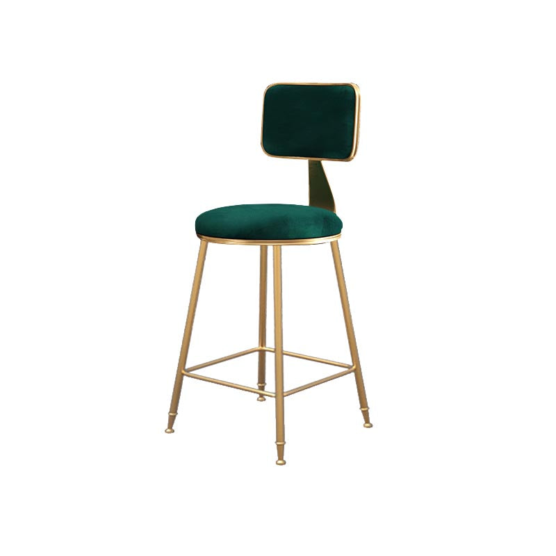Glam Metal Barstool Velvet Gold Furniture in Matte Finish for Indoor Blackish Green 1 Piece Short Stool(18"H) Clearhalo 'Bar Furniture' 'Bar Stools' 'bar_stools' 'furn' 'furn_bar_stools' 'Furniture' 'Kitchen & Dining Furniture' 5490419