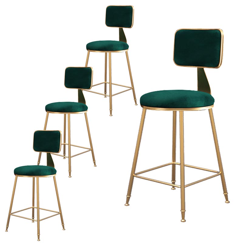 Glam Metal Barstool Velvet Gold Furniture in Matte Finish for Indoor Blackish Green 4 Piece Set Short Stool(18"H) Clearhalo 'Bar Furniture' 'Bar Stools' 'bar_stools' 'furn' 'furn_bar_stools' 'Furniture' 'Kitchen & Dining Furniture' 5490421