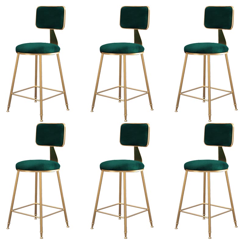 Glam Metal Barstool Velvet Gold Furniture in Matte Finish for Indoor Blackish Green 6 Piece Set Short Stool(18"H) Clearhalo 'Bar Furniture' 'Bar Stools' 'bar_stools' 'furn' 'furn_bar_stools' 'Furniture' 'Kitchen & Dining Furniture' 5490422