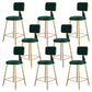 Glam Metal Barstool Velvet Gold Furniture in Matte Finish for Indoor Blackish Green 8 Piece Set Short Stool(18"H) Clearhalo 'Bar Furniture' 'Bar Stools' 'bar_stools' 'furn' 'furn_bar_stools' 'Furniture' 'Kitchen & Dining Furniture' 5490423