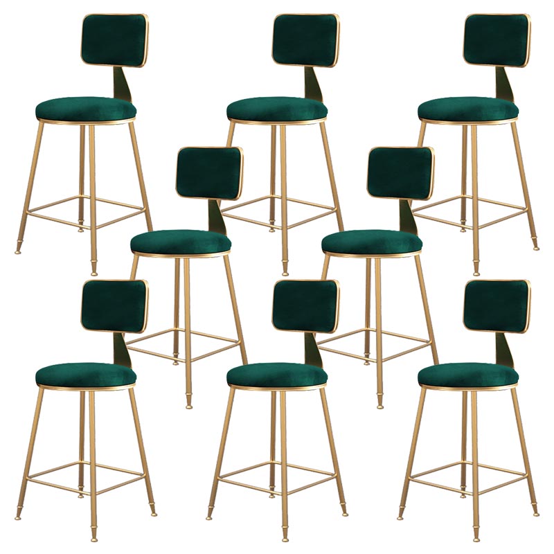 Glam Metal Barstool Velvet Gold Furniture in Matte Finish for Indoor Blackish Green 8 Piece Set Short Stool(18"H) Clearhalo 'Bar Furniture' 'Bar Stools' 'bar_stools' 'furn' 'furn_bar_stools' 'Furniture' 'Kitchen & Dining Furniture' 5490423