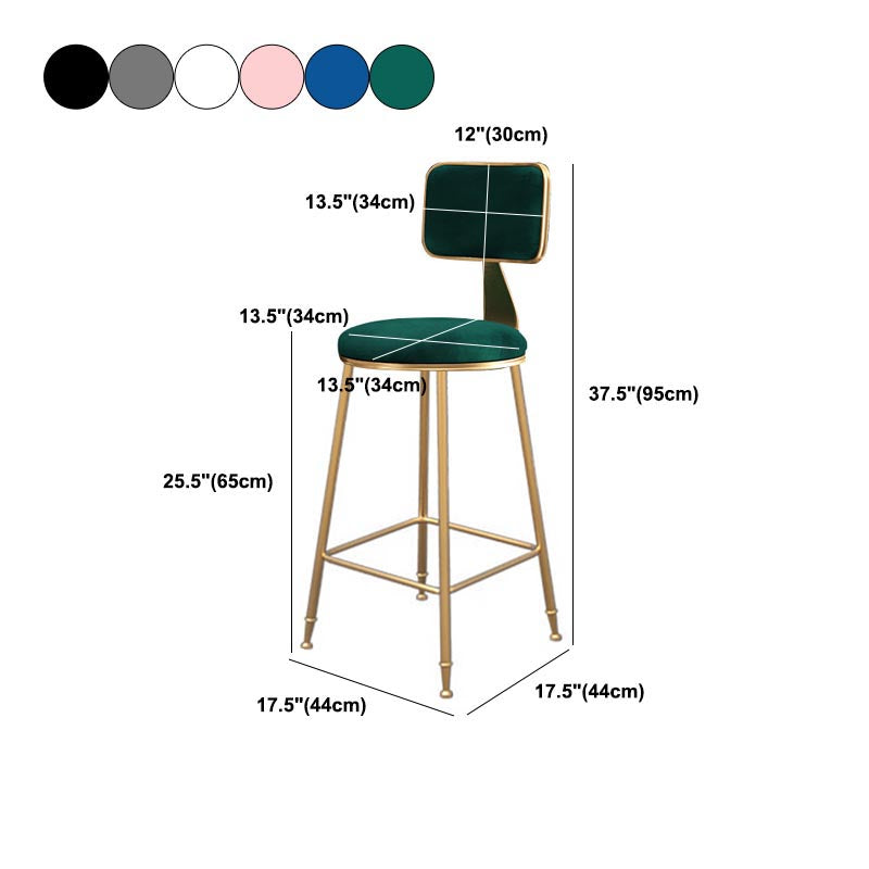 Glam Metal Barstool Velvet Gold Furniture in Matte Finish for Indoor Clearhalo 'Bar Furniture' 'Bar Stools' 'bar_stools' 'furn' 'furn_bar_stools' 'Furniture' 'Kitchen & Dining Furniture' 5490424