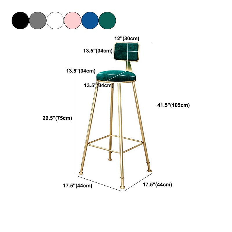 Glam Metal Barstool Velvet Gold Furniture in Matte Finish for Indoor Clearhalo 'Bar Furniture' 'Bar Stools' 'bar_stools' 'furn' 'furn_bar_stools' 'Furniture' 'Kitchen & Dining Furniture' 5490426
