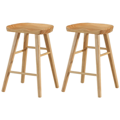 Modern Backless Footrest Stool Contoured Pine Solid Wood Bar Stool