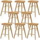 Modern Backless Footrest Stool Contoured Pine Solid Wood Bar Stool