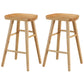 Modern Backless Footrest Stool Contoured Pine Solid Wood Bar Stool