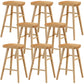 Modern Backless Footrest Stool Contoured Pine Solid Wood Bar Stool